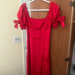 Francesca’s Collections Red Bow Satin Dress